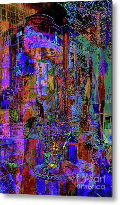 Absract; Digital Art; Abstract Photography; Psychedelic; Neon Colors; 3d; Depth; Borough Of West Chester; Pa; #wcpa; Gay Street; The G Spot Thrift Boutique; Shop Window; Reflection; Photographic Images; Manipulated; Digital Art Metal Print featuring the photograph Abstract Window Reflections by Sandy Moulder