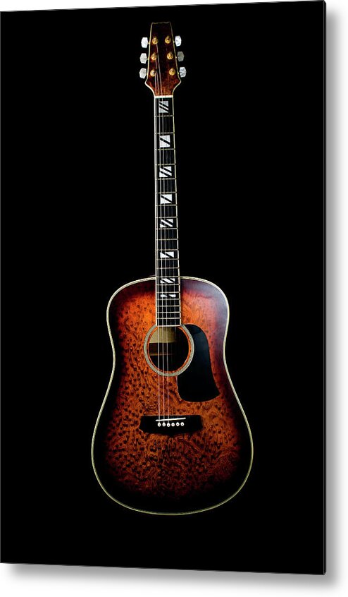 Black Color Metal Print featuring the photograph Accoustic Guitar by Garysludden