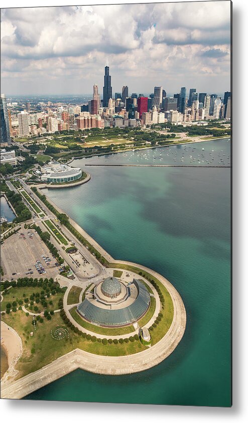 3scape Metal Print featuring the photograph Adler Planetarium, Shedd, and Chicago Skyline by Adam Romanowicz