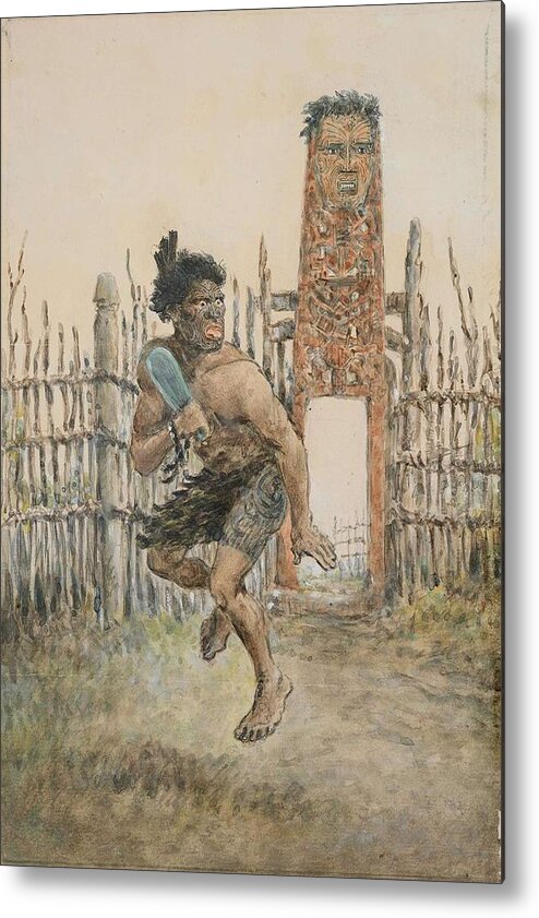 Illustration Metal Print featuring the painting Adorned Robley, Arawa Soldier by Celestial Images