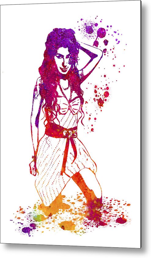 Amy Winehouse Metal Print featuring the painting Amy Winehouse Watercolor 02 by SP JE Art