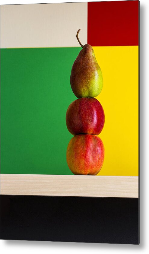 Apple Metal Print featuring the photograph Apples And Pear by Brigbarkow