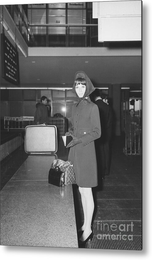 Belgium Metal Print featuring the photograph Audrey Hepburn At Airport In Rome by Bettmann