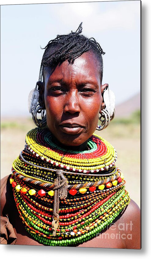 Kenya Metal Print featuring the photograph Authentic Turcana Woman With Colorful by Rollingearth