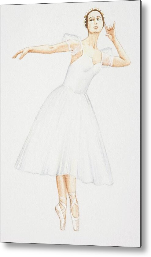 Ballet Dancer Metal Print featuring the digital art Ballerina In White Calf-length Dress by Dorling Kindersley