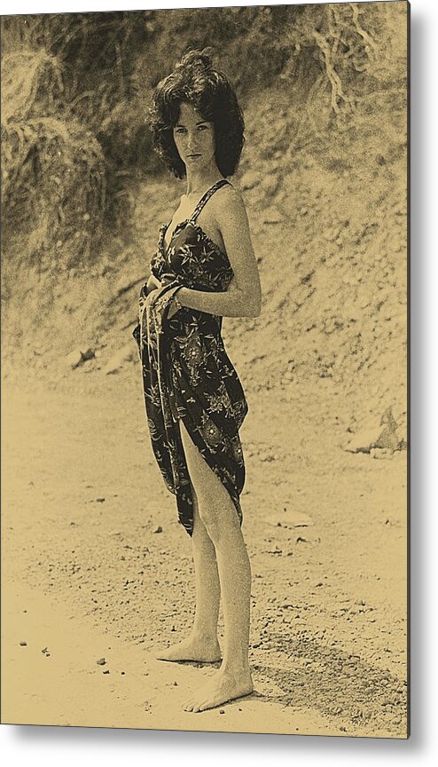 Woman In Dress Metal Print featuring the photograph Barefoot Contessa by Geoff Jewett