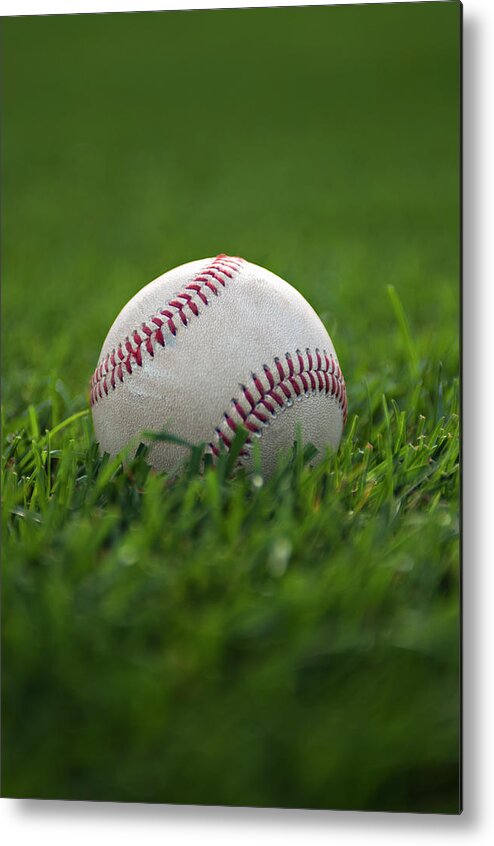 Grass Metal Print featuring the photograph Baseball On Green Grass by Driendl Group