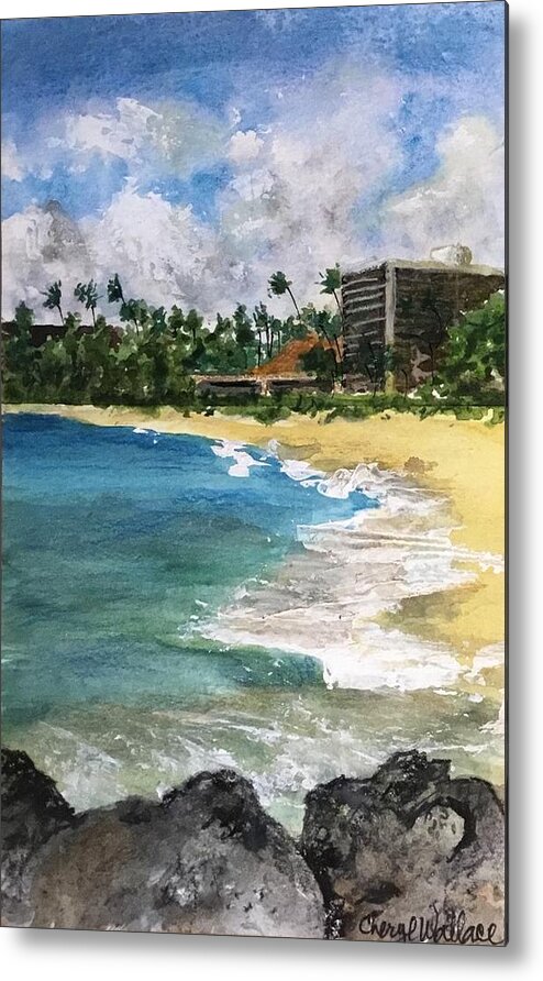 Maui Metal Print featuring the painting Beach at Lahaina by Cheryl Wallace
