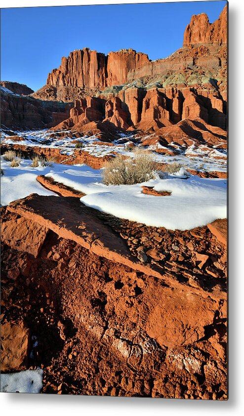 Capitol Reef National Park Metal Print featuring the photograph Beneath the Fluted Wall in Capitol Reef by Ray Mathis