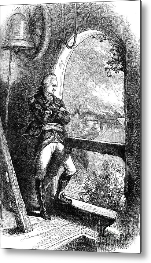Engraving Metal Print featuring the drawing Benedict Arnold Viewing The Destruction by Print Collector