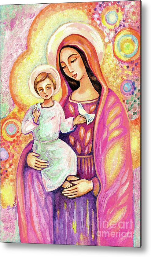 Mother And Child Metal Print featuring the painting Blessing from Light by Eva Campbell