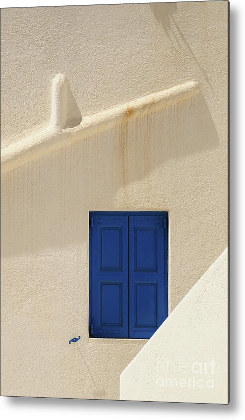 Mykonos Town Metal Print featuring the photograph Blue Window On White Wall by Sergio Amiti