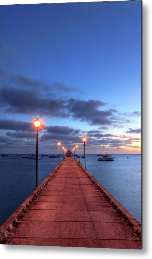 Tranquility Metal Print featuring the photograph Boat Jetty, Oistins, Barbados by Michele Falzone
