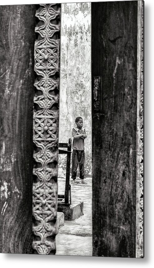 10-15 Years Metal Print featuring the photograph Boy Standing - Stone Town Zanzibar 3607 by Neptune - Amyn Nasser Photographer
