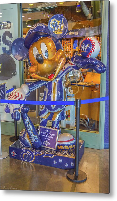 Miller Park Metal Print featuring the photograph Brewer Mickey by Tommy Anderson