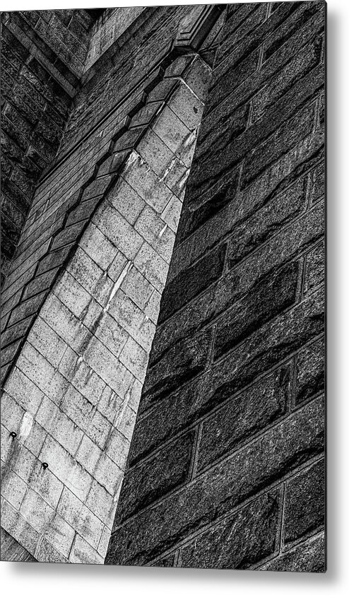 Brooklyn Bridge Metal Print featuring the photograph Brooklyn Bridge detail black and white by David Smith