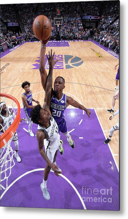 Nba Pro Basketball Metal Print featuring the photograph Brooklyn Nets V Sacramento Kings by Rocky Widner