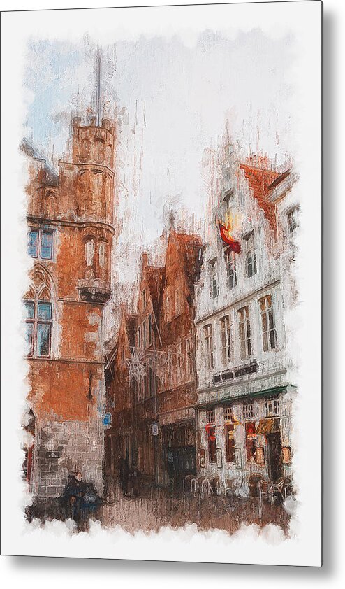 Belgium Metal Print featuring the painting Bruges, Belgium - 03 by AM FineArtPrints