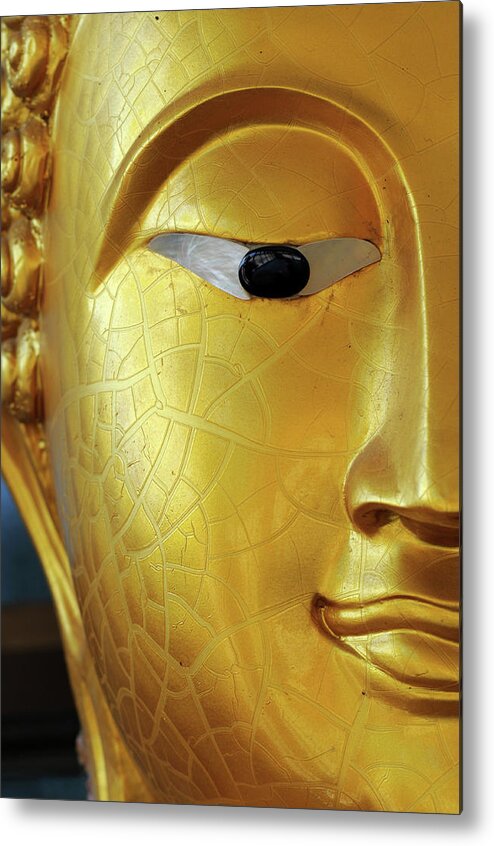 Statue Metal Print featuring the photograph Buddha Face Close-up At Eye by Dangdumrong