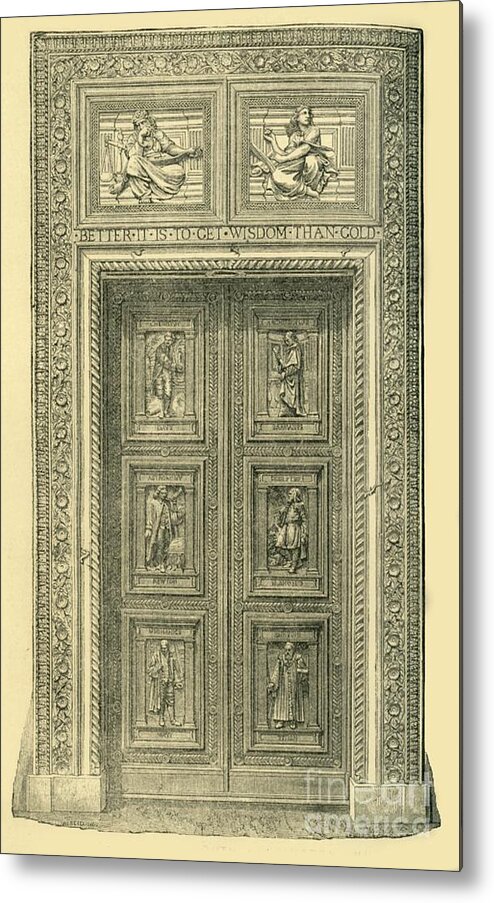 Metalwork Metal Print featuring the drawing Central Door by Print Collector