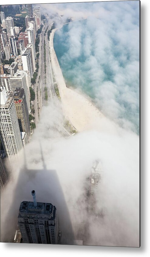 Lake Michigan Metal Print featuring the photograph Chicago Lakeshore Through The Fog by Stevegeer