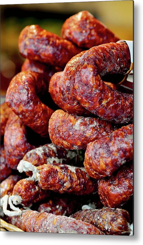 Ip_11245830 Metal Print featuring the photograph Chilli Salami From Calabria by Jamie Watson