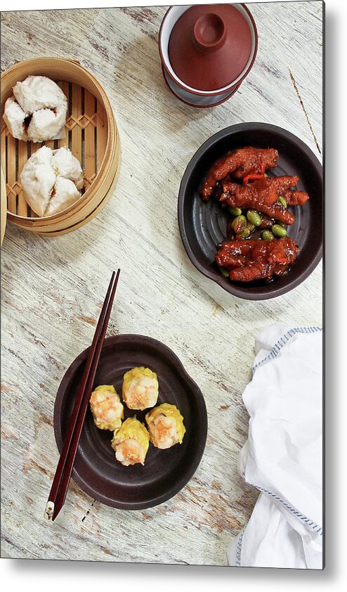 Dumpling Metal Print featuring the photograph Chinese Dim Sum Spread by Jen Voo Photography