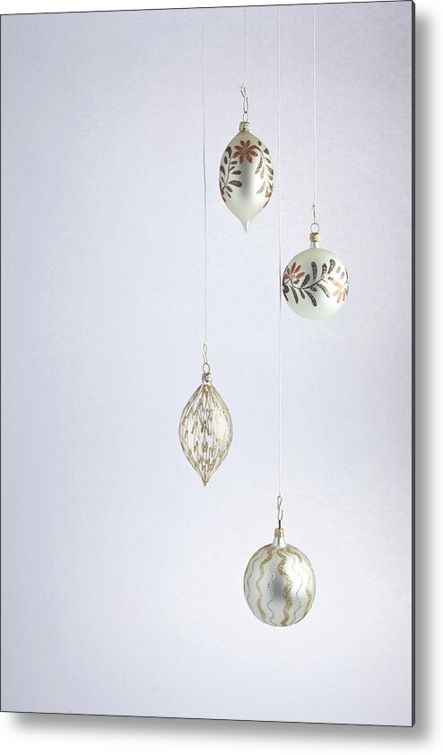 Christmas Ornament Metal Print featuring the photograph Christmas Ball,white by Deimagine
