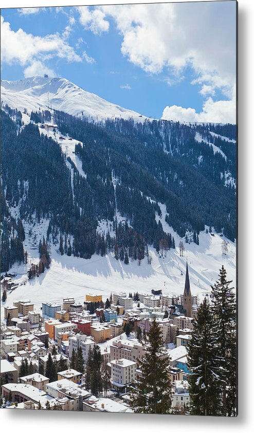 Snow Metal Print featuring the photograph Cityscape Of Davos, Grisons, Switzerland by Werner Dieterich