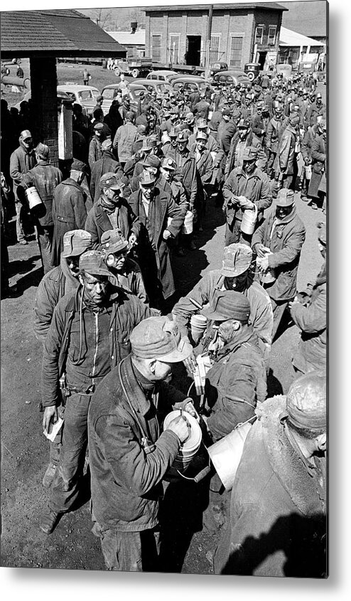 Black And White Metal Print featuring the photograph Coal miners by Alfred Eisenstaedt