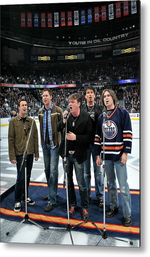 National Hockey League Metal Print featuring the photograph Columbus Blue Jackets V Edmonton Oilers by Andy Devlin