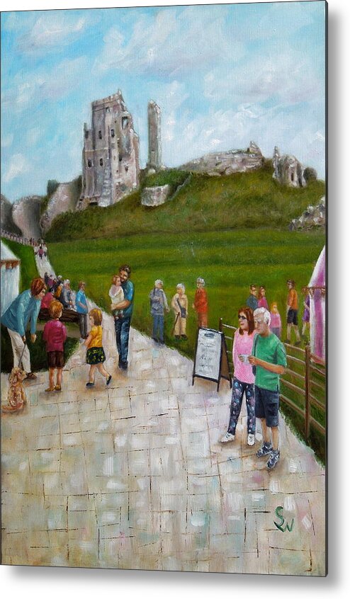 Impressionist Metal Print featuring the painting Corfe Castle by Shirley Wellstead