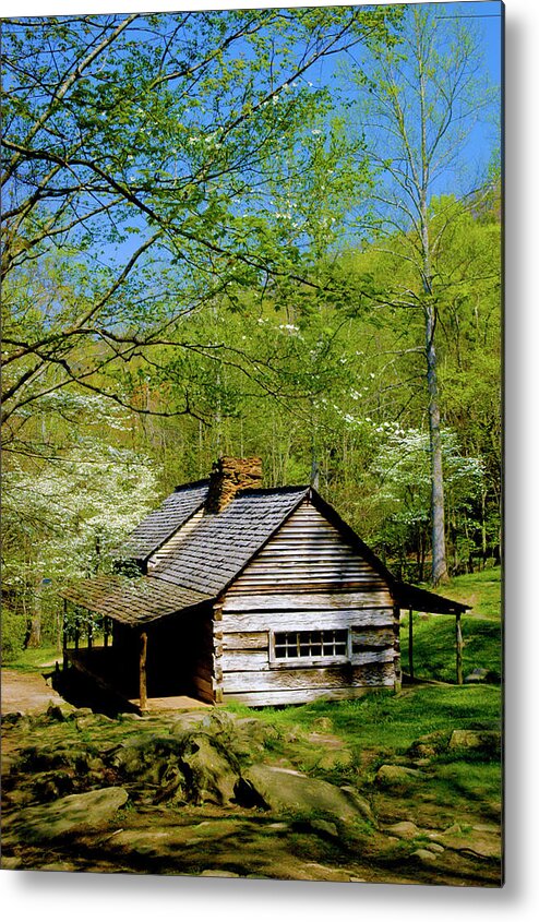 Log Metal Print featuring the photograph Country Cabin by Paul W Faust - Impressions of Light