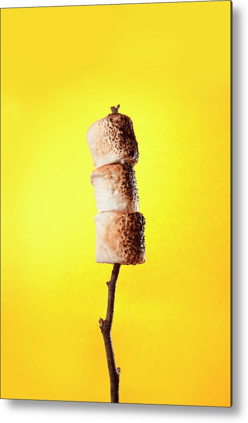 Roasted Metal Print featuring the photograph Crispy Roasted Brown Marshmallows On A by Annabelle Breakey