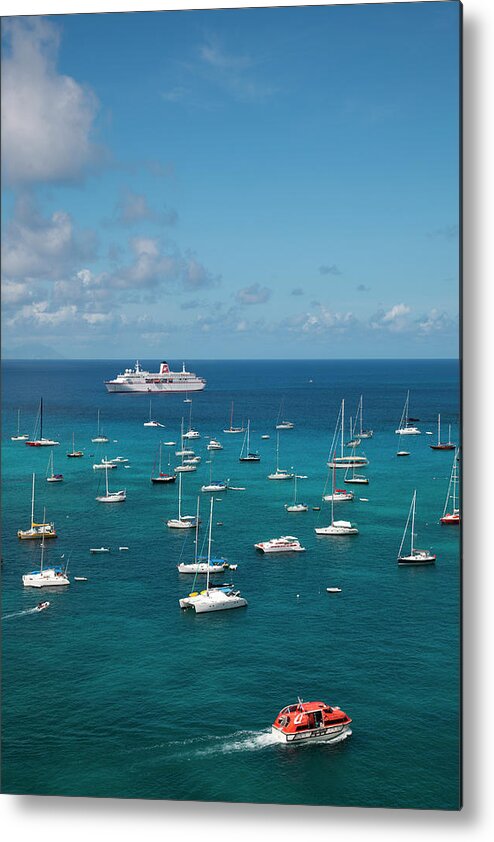 Saint Barthelemy Metal Print featuring the photograph Cruise Ship And Yachts by Holger Leue