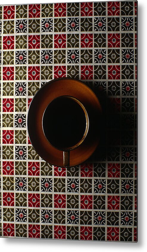 Close-up Metal Print featuring the photograph Cup On Table by Patrick Jelen