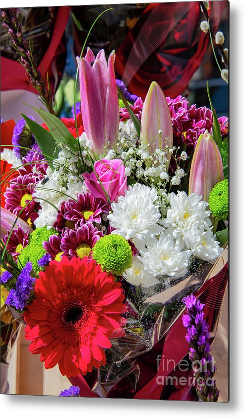 Dublin Metal Print featuring the photograph Dublin Mixed Flower Bouquet Two by Bob Phillips