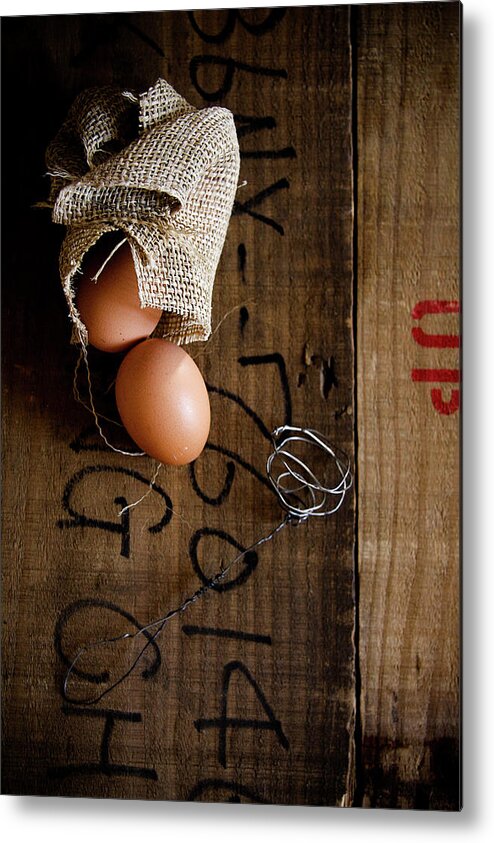 Fragility Metal Print featuring the photograph Eggs And Old Wood by 200