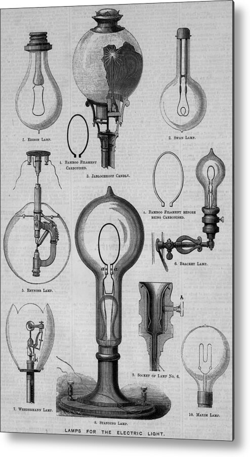 1880-1889 Metal Print featuring the photograph Electric Light by Rischgitz