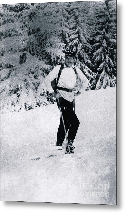 Gstaad Metal Print featuring the photograph Ernest Hemingway Skiing by Bettmann