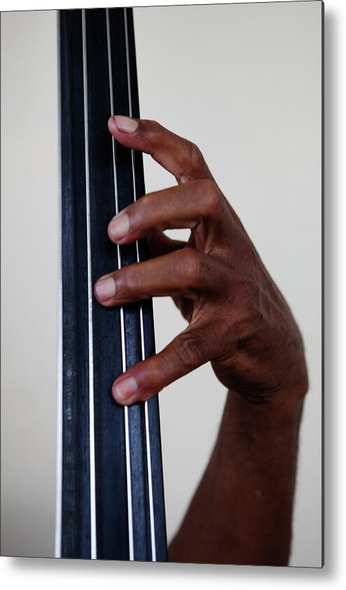 People Metal Print featuring the photograph Fingers On A Double Bass by Russell Monk
