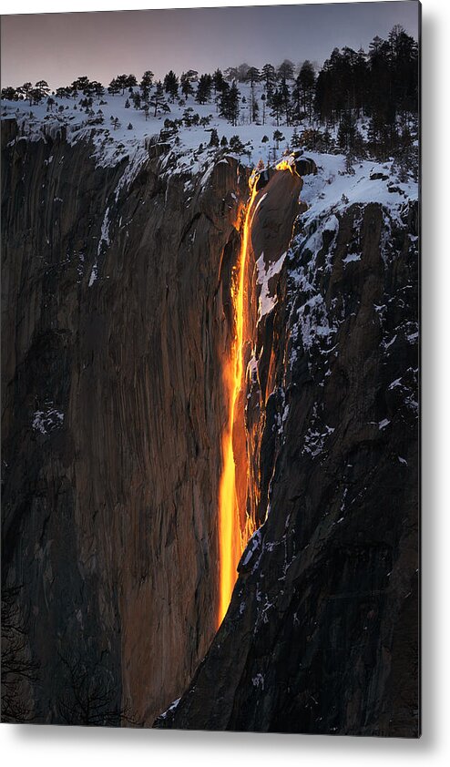Yosemite Metal Print featuring the photograph Firefall by Aidong Ning