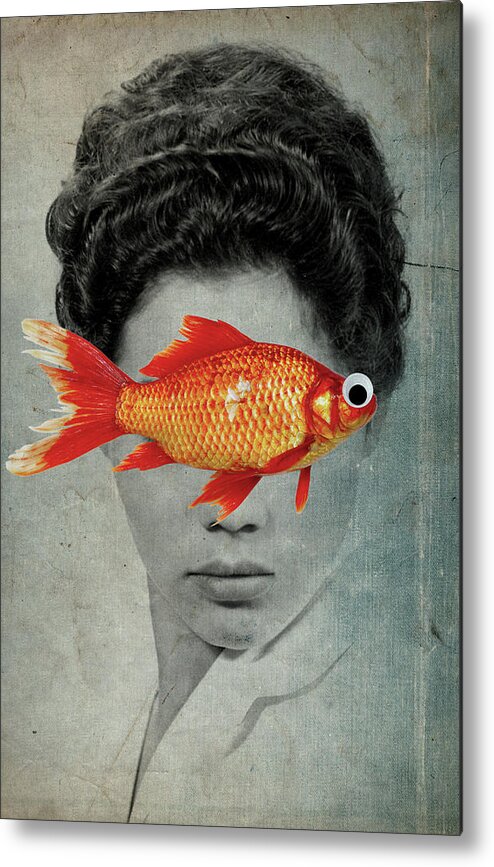 Goldfish Metal Print featuring the mixed media Fish Eye by Elo Marc