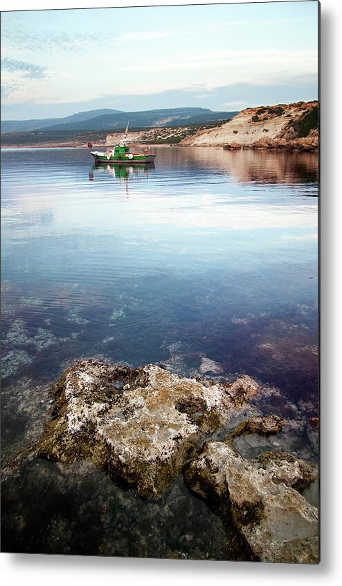Outdoors Metal Print featuring the photograph Fishing Boat On A Calm Sea by Lee Stevens