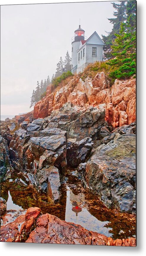 Bass Harbor Metal Print featuring the photograph Foggy Bass Harbor Lighthouse by Tom Gresham