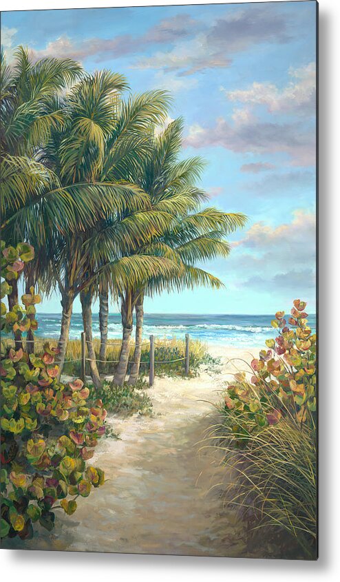 Beach Landscapes Metal Print featuring the painting Fort Myers Beach Walk by Laurie Snow Hein