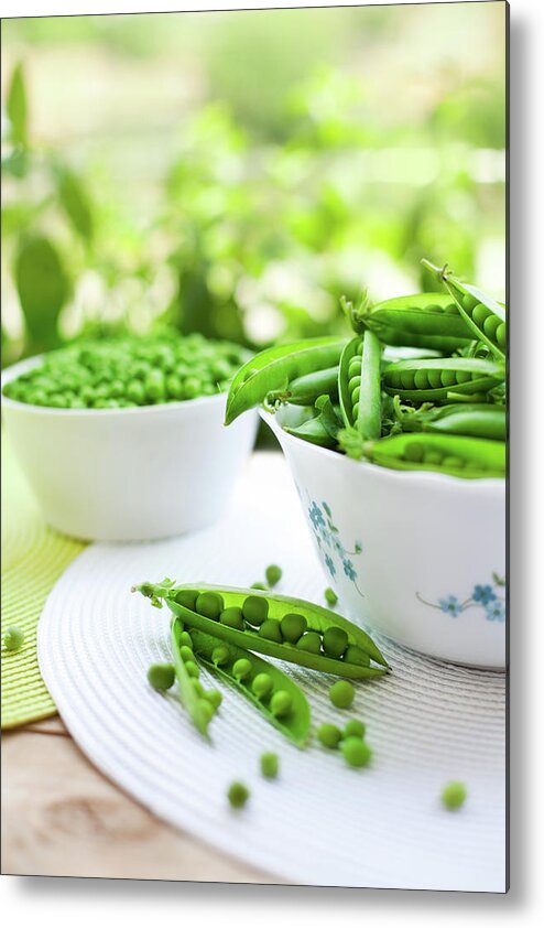 Large Group Of Objects Metal Print featuring the photograph Fresh Garden Peas by Jasmina007