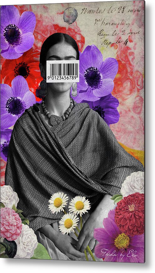 Kahlo Frida Metal Print featuring the mixed media Frida by Elo Marc