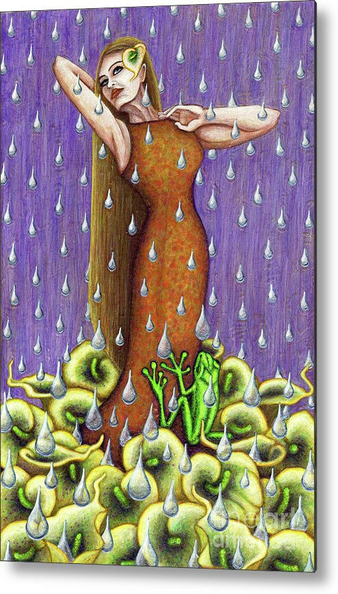 Frog Metal Print featuring the painting Frog's Garden by Amy E Fraser