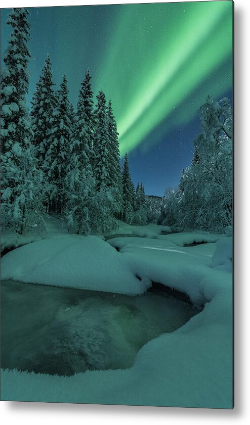 Auroraborealis Metal Print featuring the photograph Frozen world #11 by Ronny Aarbekk